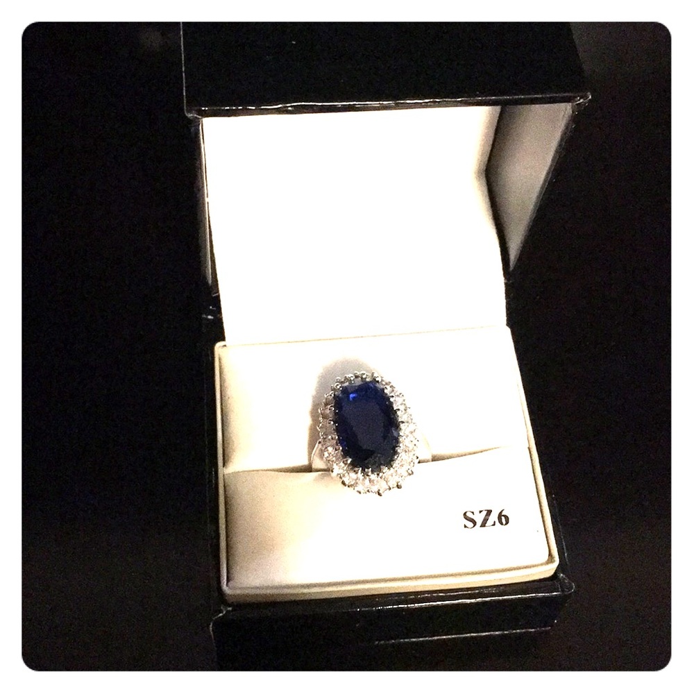 CBC Ring silver plated cubic zirconia size 6